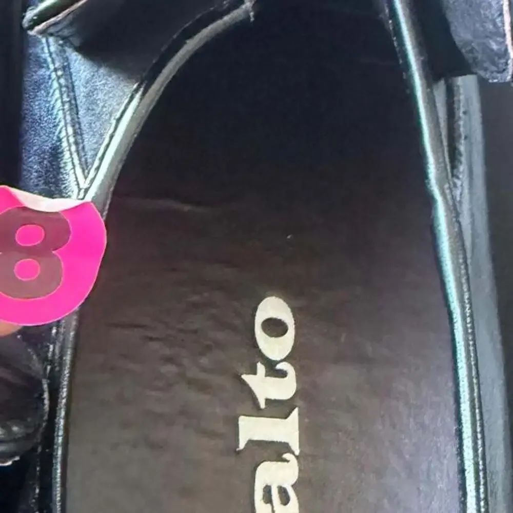 Calto Vintage Y2K Black Leather Square Toe Loafers